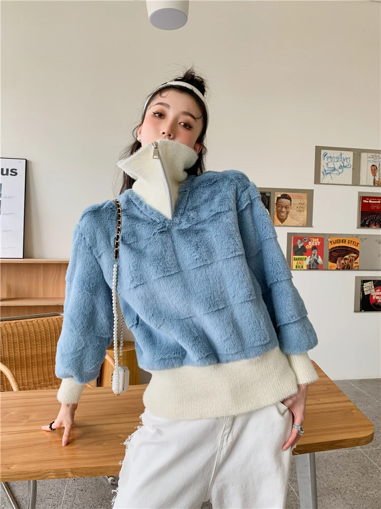 CHEERART зимнее плотное пальто из искусственного меха норки Женская корейская мода