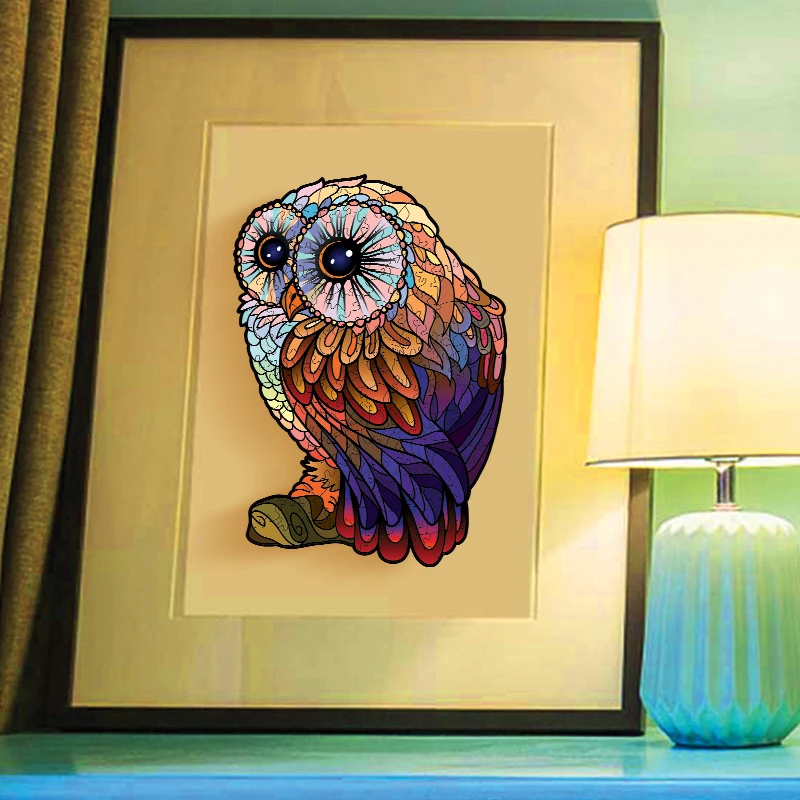 Wooden Puzzle Jigsaw Best Gift For Adults And Kids Unique Shape Pieces Charming Owl A3 A4 A5 | Игрушки и хобби