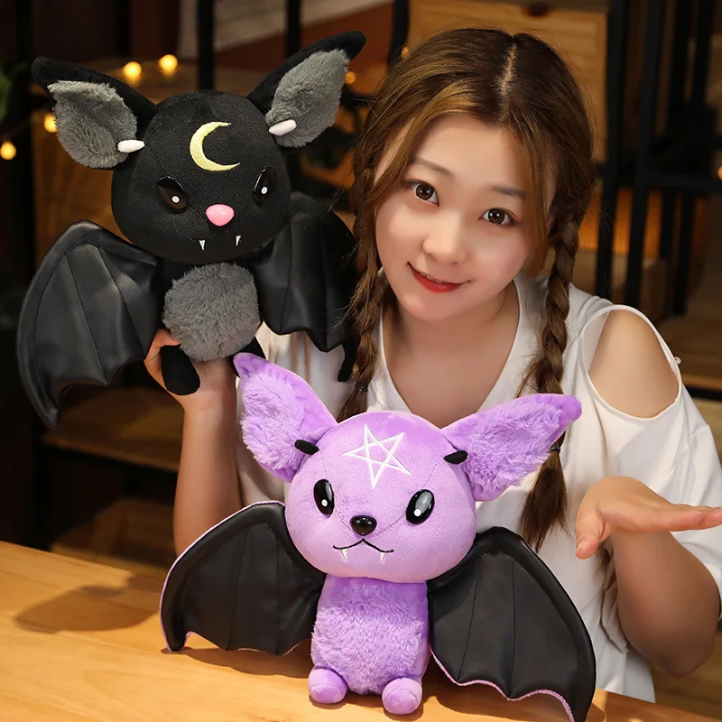 30-45CM Kawaii Plush Bat Toy Dark Series Stuffed Plush Plushie Moon Pentacle Bat Flying animals Pillow Halloween Christmas Gift