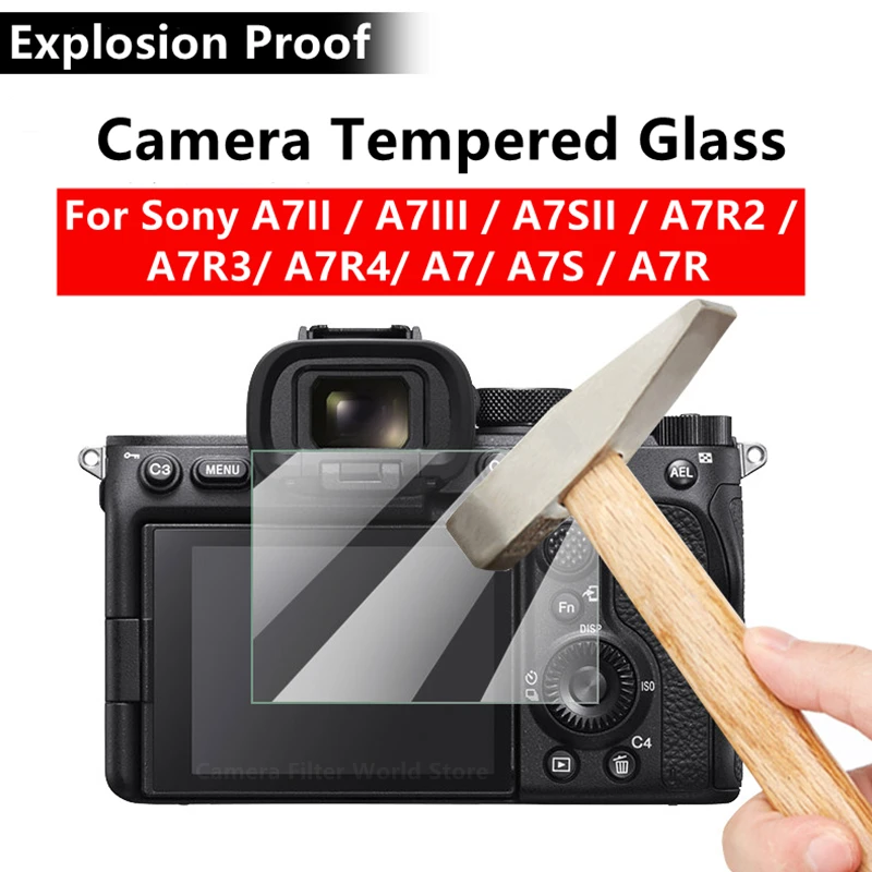 2PCS A7II A7III Camera Glass 9H Hardness Tempered Ultra Thin Screen Protector for Sony A7SII A7R2 A7R3 A7R4 A7 A7S A7R - купить по