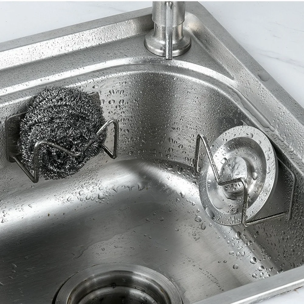 

M-type Stainless Steel Punch-free Sink Sponge Drain Holders Multifunctional Steel Ball Cutting Board Storage Racks Kitchen Tools