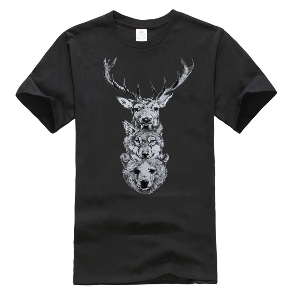 Футболка нового дизайна с изображением оленя волка медведя и животного|Мужские