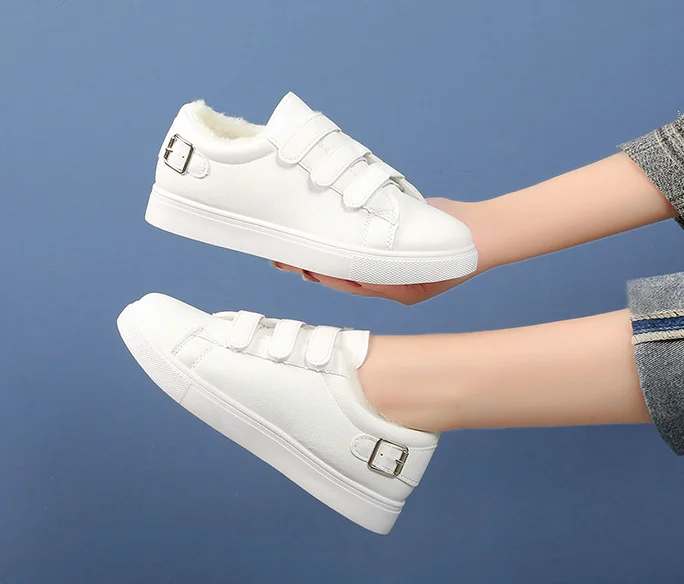 Зимняя хлопковая обувь новинка утолщенная маленькая белая женская черная