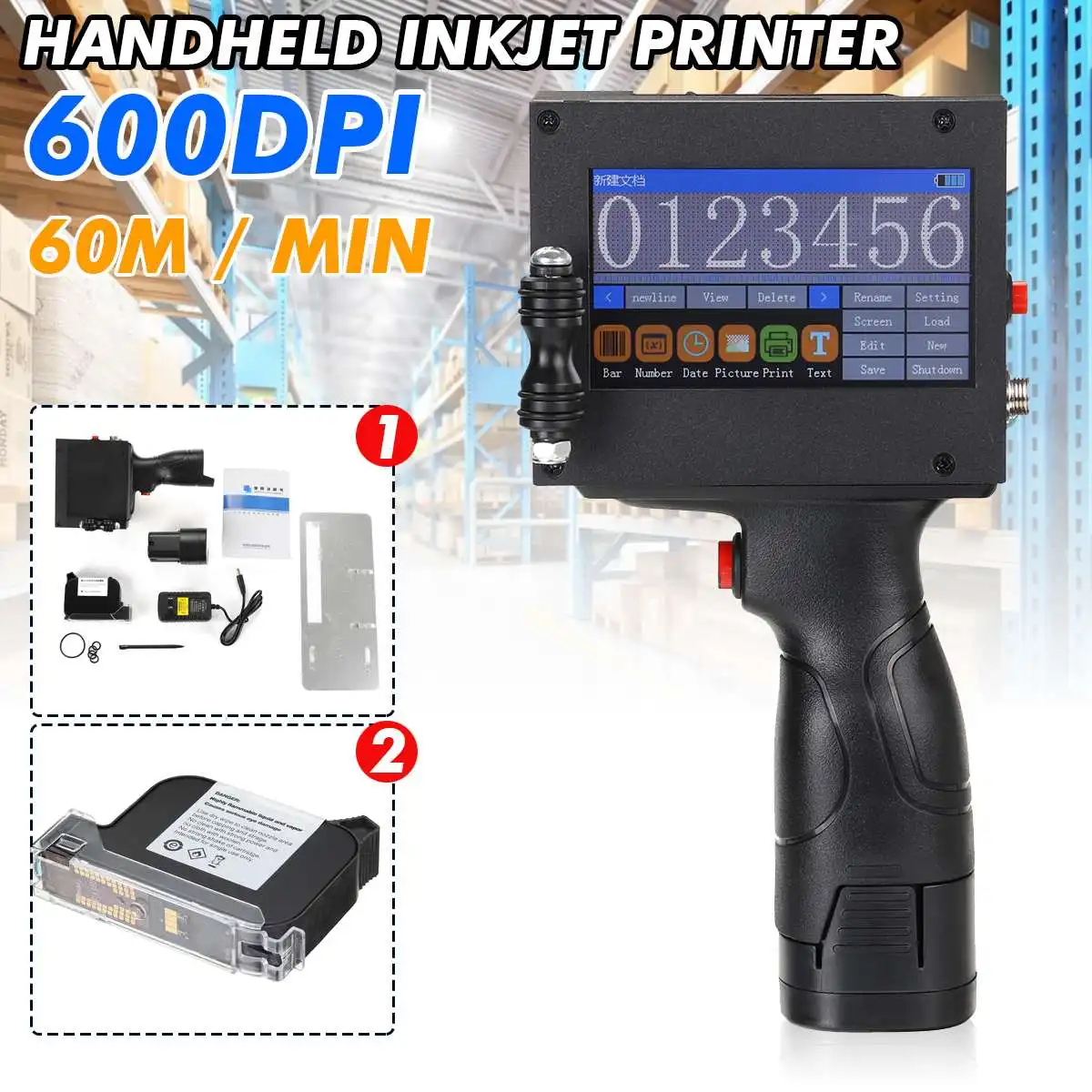 

110V/220V portable hand jet handheld Touch inkjet printer for logo/ expiry date/batch code/serial number/label/barcode/QR code