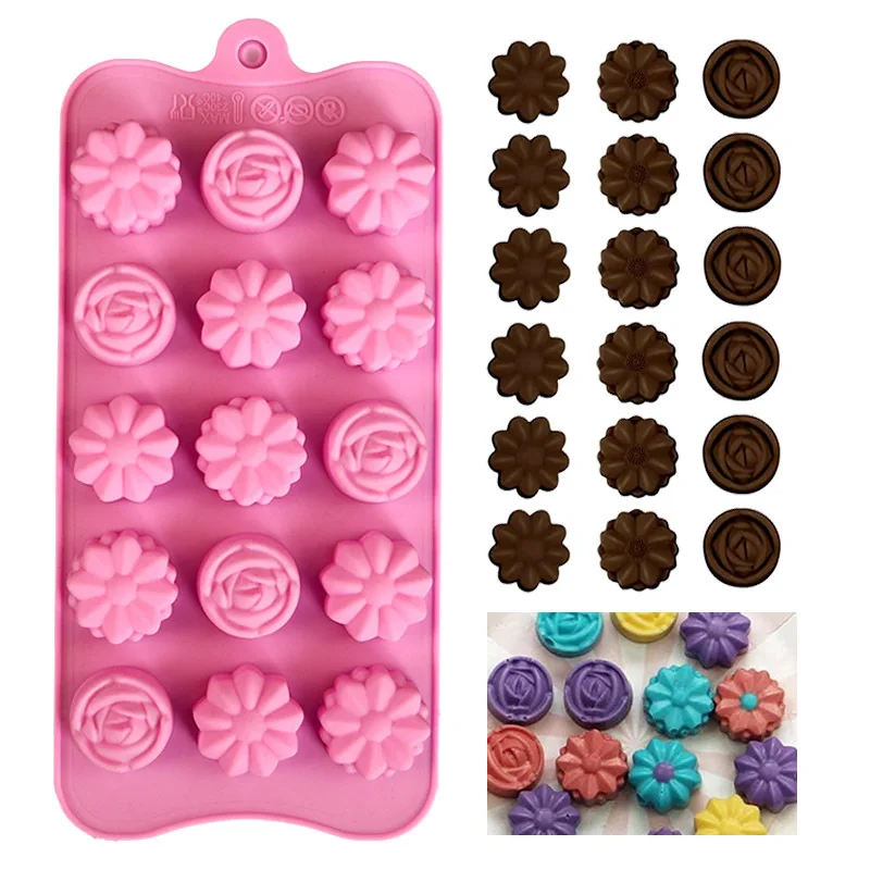 Cartoon Flower & Leaf Silicone 3D Cake Silicone Mold Small Flower 15 With Three-dimensional Chocolate Baking Diy Ice Tray Mold