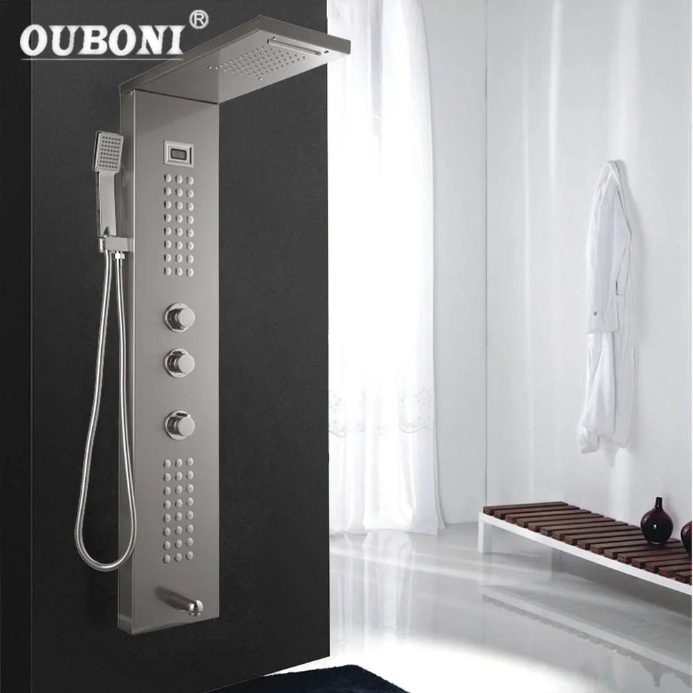 OUBONI никелевая щетка душевая колонка ванная комната настенное крепление одна
