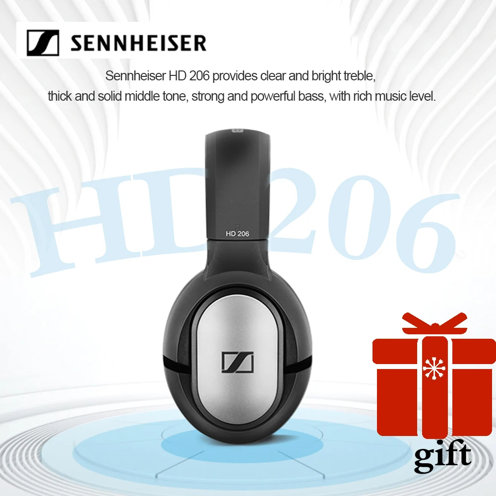 Sennheiser hd206/hd202/hd201 3.5mm Wired Headphones Noise Isolation Earphone Stereo Deep Bass for iPhone/Android