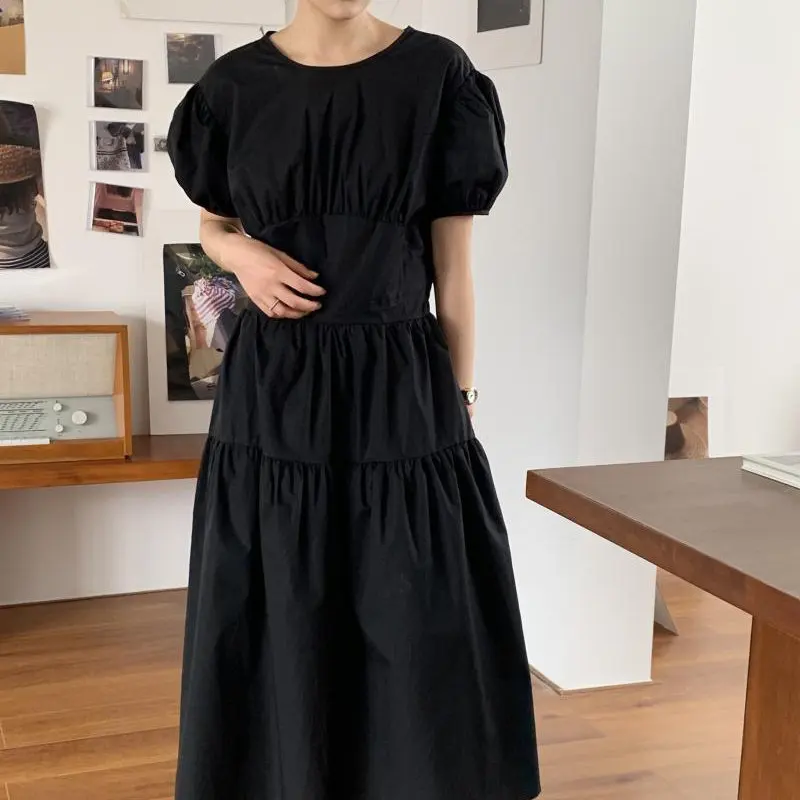 Женское платье с бантом Alien Kitty корейское однотонное Элегантное Длинное