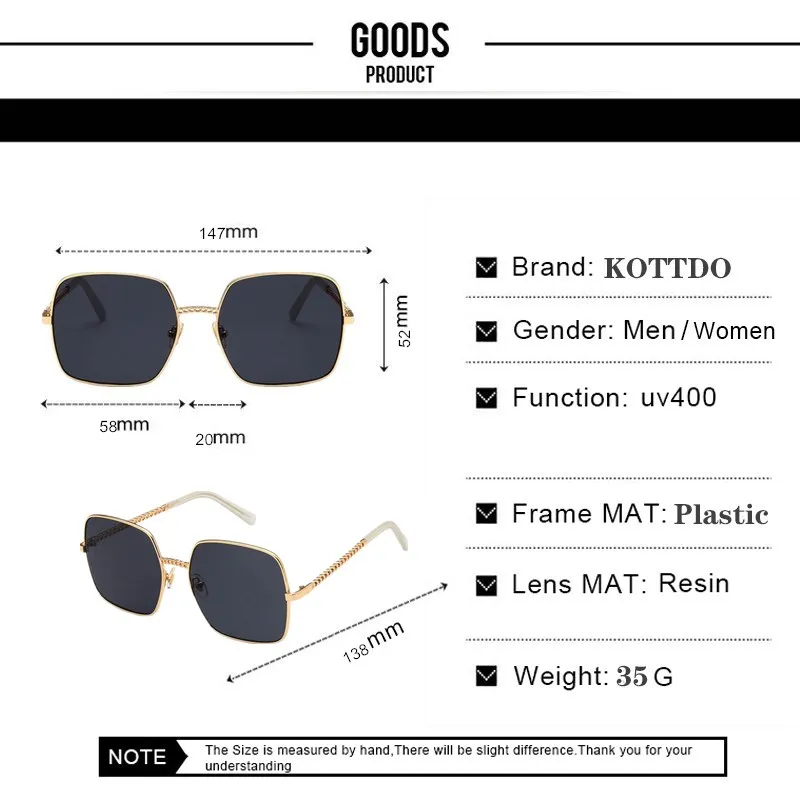 

vintage Oversized Square Frame Brands Women Sunglasses Ocean Mirror Anti-Reflective Sun Glasses Fashion Men Glasses Uv400