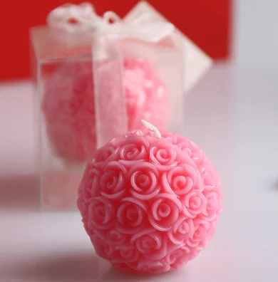 pink 4 шт. свадебные декоративные свечи Романтическая Роза шар цветок свеча для дня рождения свадьбы сувениры и подарки свадебные принадлежности - Цвет: pink
