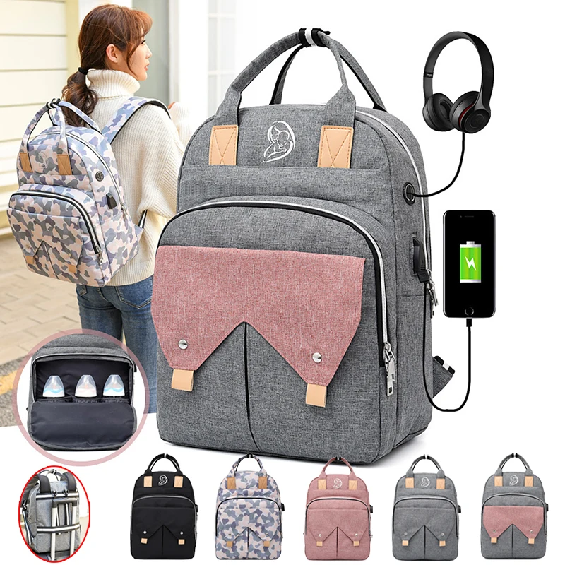 

Модные сумки для мам с USB, вместительная сумка для подгузников, дорожный рюкзак для ухода за ребенком, рюкзак для детских подгузников для про...