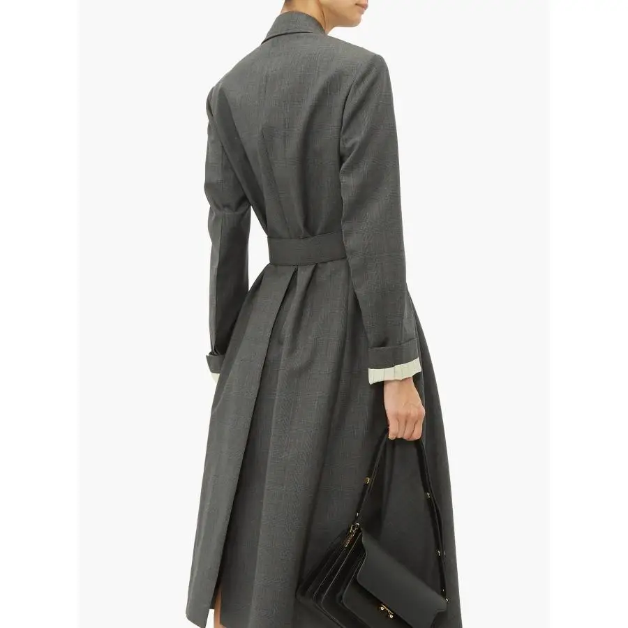 Серое пальто для женщин 2019 элегантное однобортное приталенное с отложным