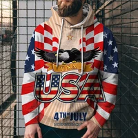 2021 spring and autumn mens casual mens new mens sweater flag pattern 3d printing round neck hoodie mens