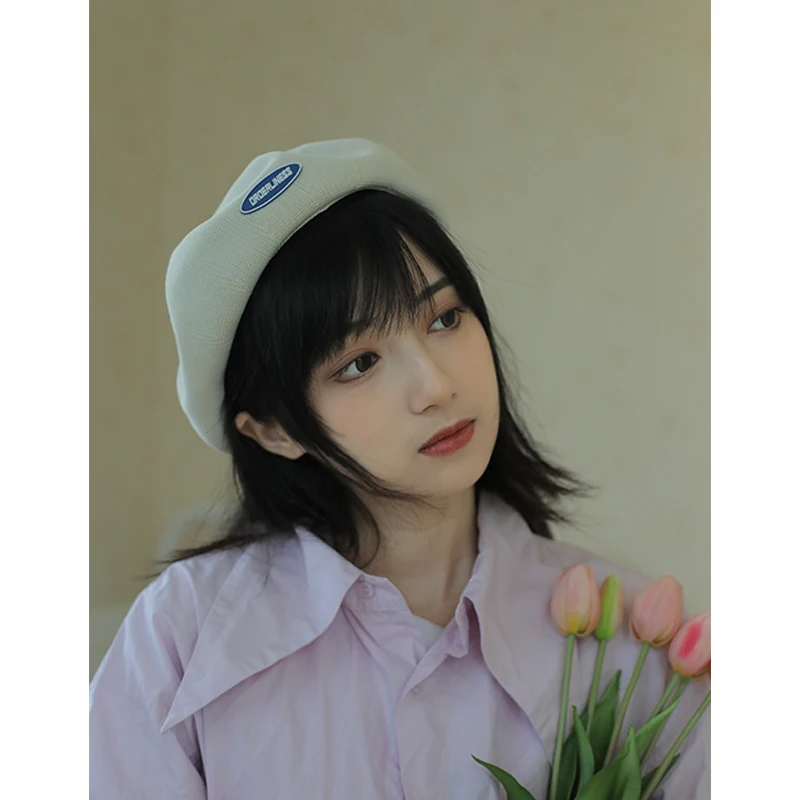 

Korean INS wind breathable label versatile fashion beret hat ladies casual retro bud hat painter hat women hats hats for women