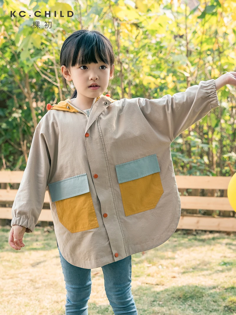 KC.Child/2020SS/новейший детский хлопковый ветрозащитный плащ с капюшоном разных