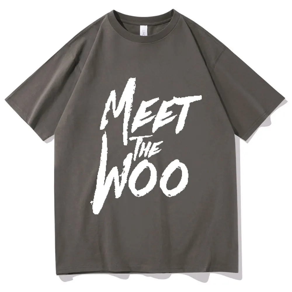 

2021 New MEET THE WOO POP SMOKE BOOTLEG Oversized Font Print Tshirt Couples Casual Street Tee Men Women Korean Trend T-shirt