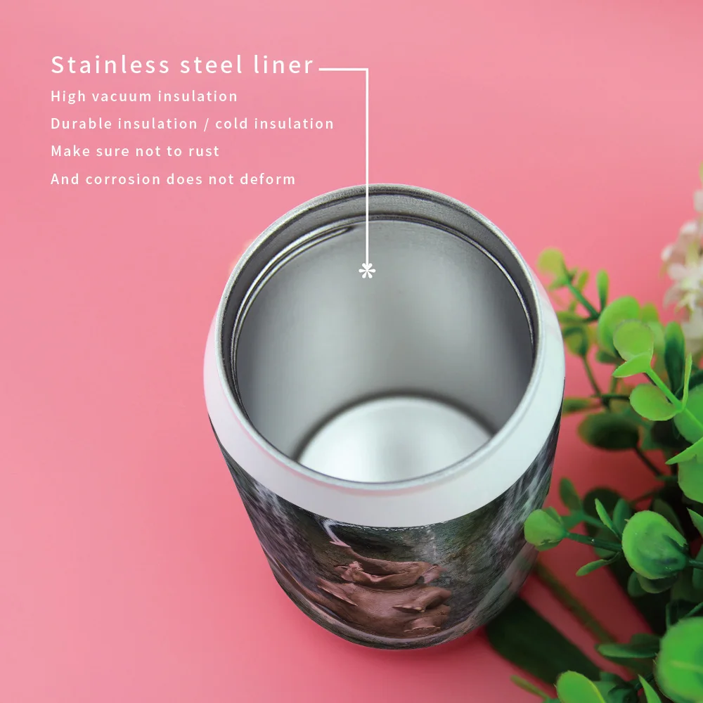 Waterfall Elephant Портативная термоизоляционная кружка для путешествий с крышками, соломкой из нержавеющей стали, для колы и газировки.