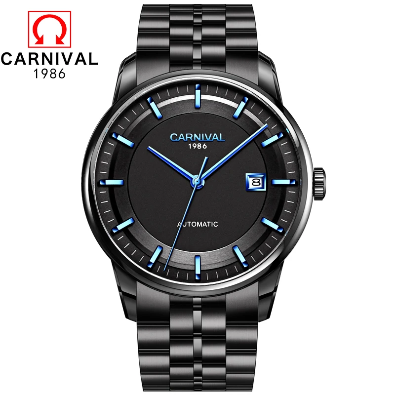 Карнавал автоматические часы мужские Брендовые Наручные Механические новые