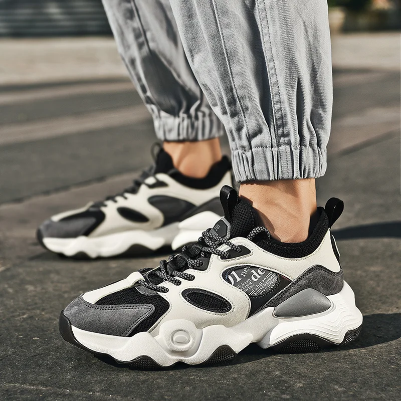 Модная весенне-летняя обувь для бега Дышащая кожаная мужчин Кроссовки Сделано в