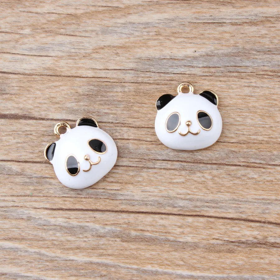 10pcs/Set Simple Drop Oil Alloy Pendant DIY Handmade Panda Pearl Kitten Bracelet Accessories Charms for Jewelry Making | Украшения и