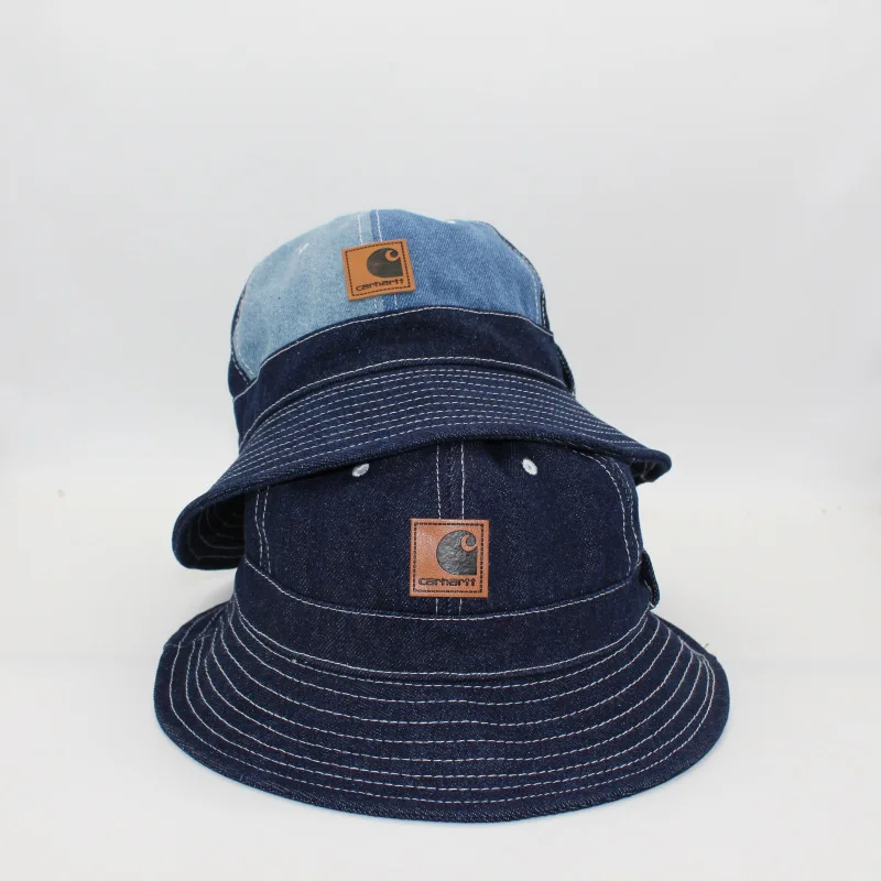 

Color Matching Denim Dome Hexagonal Adjustable Windbreak Rope Fisherman's Hat Big Eaves Foreign Trade Fishing Hat Style Material