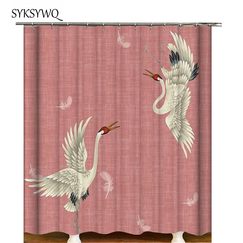 Занавеска для душа с краном и птицами водонепроницаемая занавеска цветами