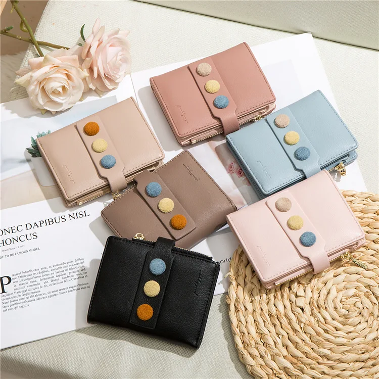 Новинка 2020 простой дизайн цветная пряжка три сложения много карт короткий