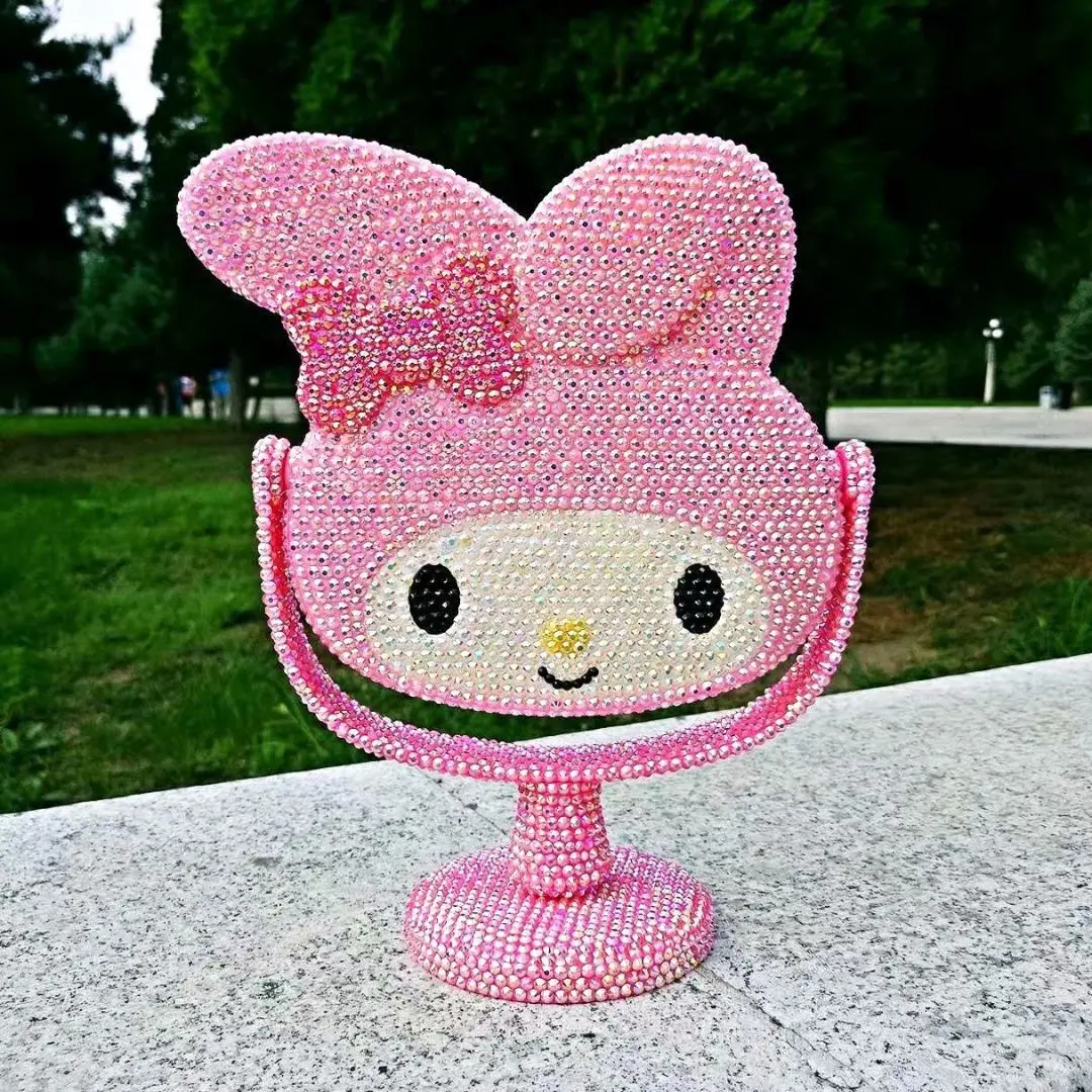 Розовые стразы мелодия зеркало украшение для дома каваи макияж стол мультяшный