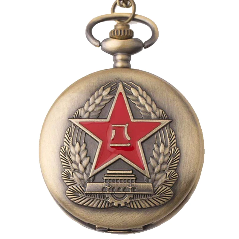 

Bayi five-pointed star souvenir pendant to send comrades-in-arms gift retro flip pocket watch men's watch vintage necklace watch