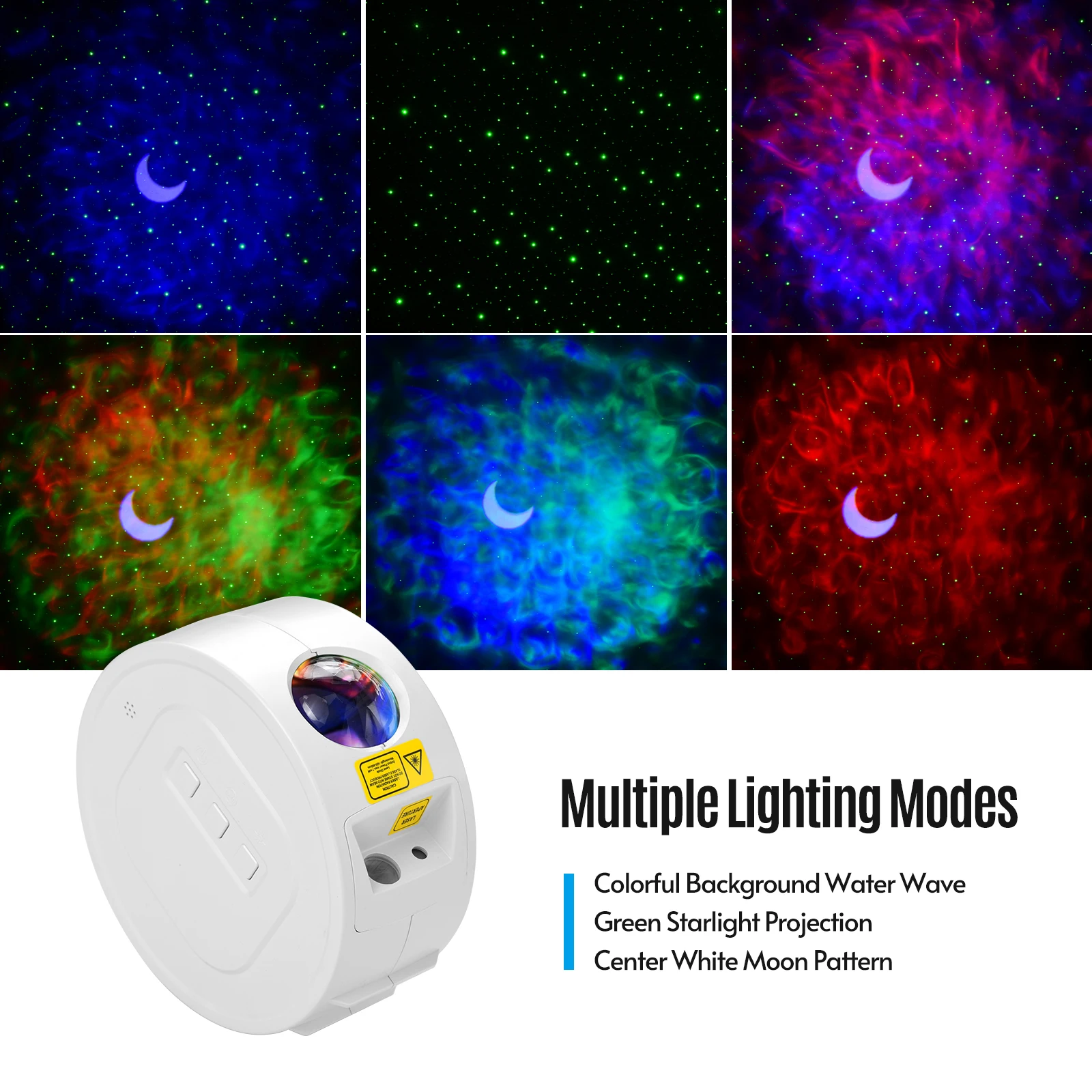 

ammoon LED Starry Projector Light Stage Atmosphere Lamp Brightness Adjustable with Rechargeable 2000mAh Battery for Party