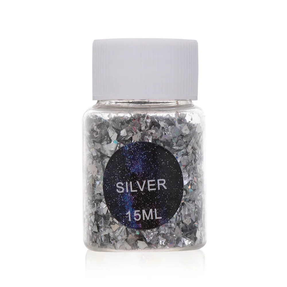 Silver 15 мл красочные оболочки сахар сломанные кусочки мигающий мусор материал УФ эпоксидная смола, форма для изготовления ювелирных изделий для DIY ювелирных изделий - Цвет: Silver