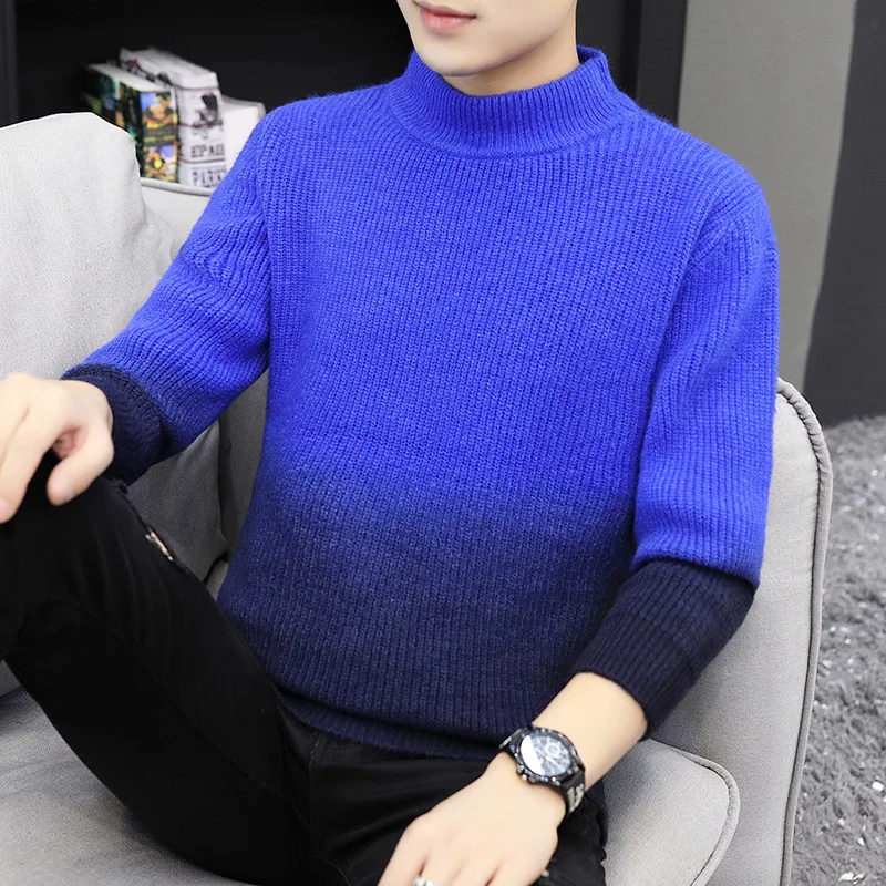 Осень-зима 2019 Мужская трикотажная одежда градиентный пуловер водолазка