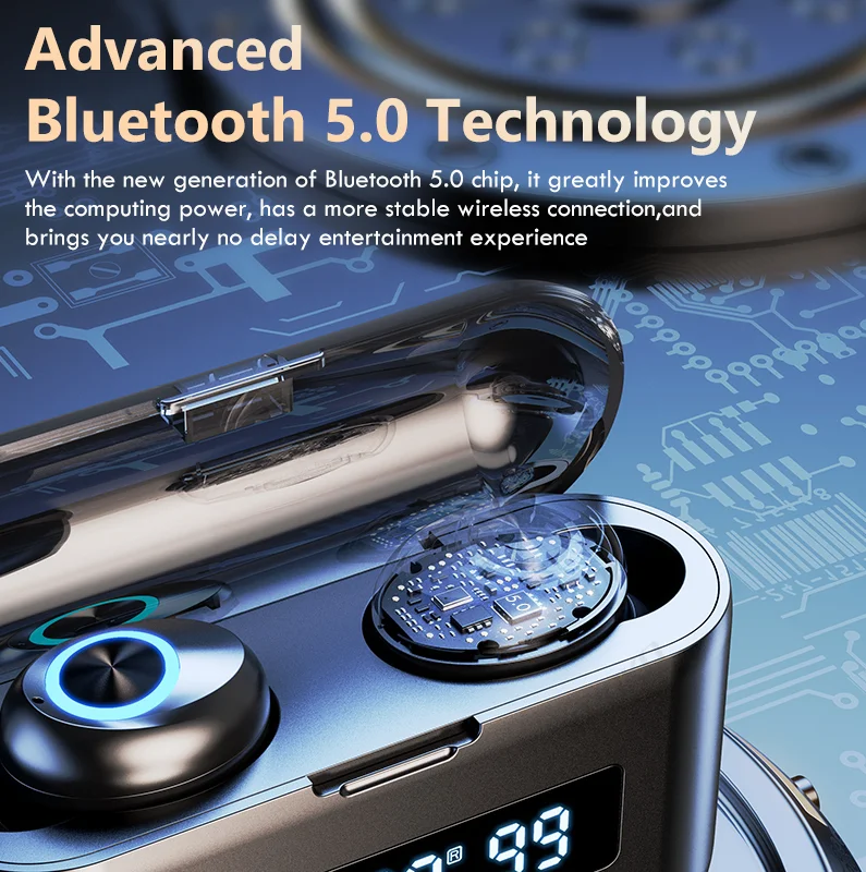 

TWS Wireless Headphones 2200Mah Charging Box Sports Waterproof Earbuds Bluetooth-compatible 5.0 Earphone Headset With Microphone