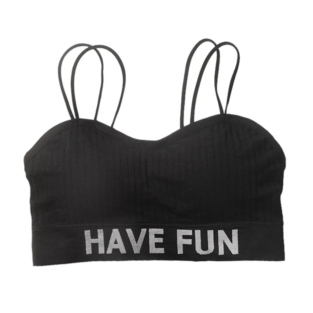 Женский бюстгальтер с буквенным принтом беспроводной пуш-ап на бретельках