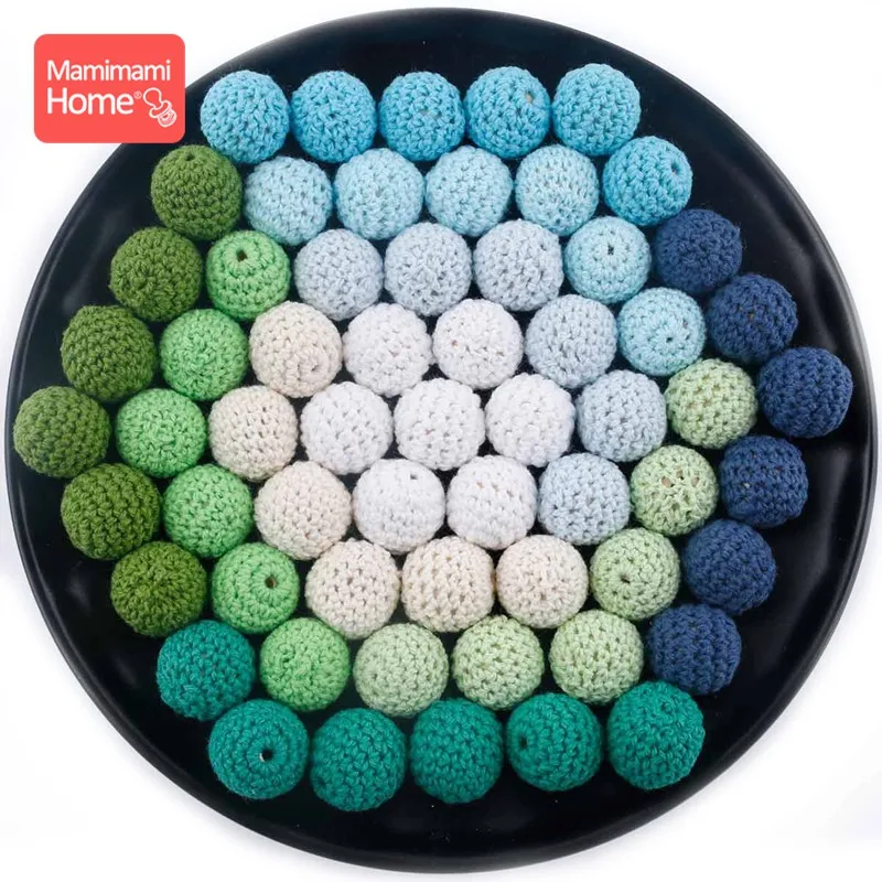 Mamihome 200pc 16mm Wooden Crochet Beads Baby Teether Knitting Beads Wooden Blank Children'S Goods Crib Sensory Toy Diy Necklace