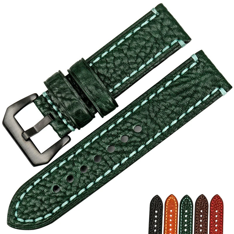 DEETLE Fashion Red Watchbands 20 22 24 26mm Watch Strap Italian Cow Leather Watch Band Bracelet Watch Accessories for Panerai