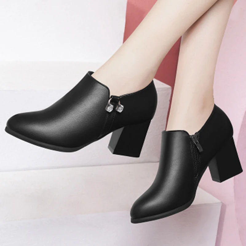 Женские туфли-лодочки женская обувь на толстом квадратном каблуке без шнуровки с