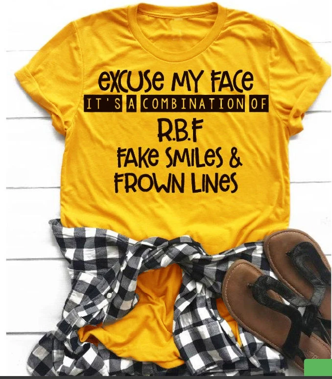 

Excuse my face it's a combination of R B F t shirt slogan women fashion grunge tumblr aesthetic slogan vintage tee tops- K150