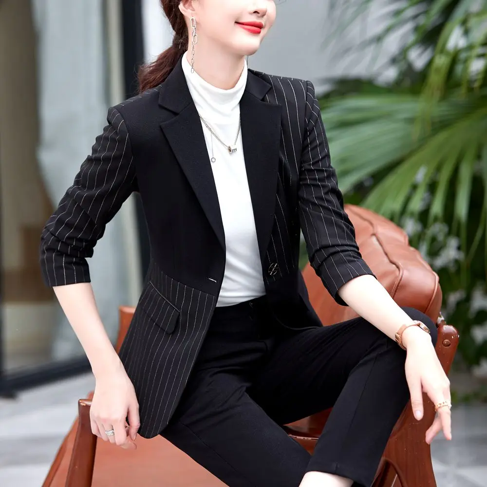 2021 New Autumn and Winter Women's Professional Wear Casual Office Sets Double Breasted Ladies Jacket Two-piece Fashion Trousers