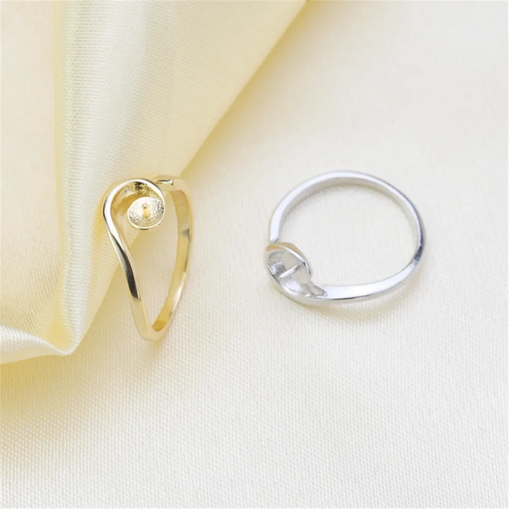 

Fashion Rings Resizable Design Rings Base 925 Sterling Silver Pearl Rings Settings Women DIY Pearl Rings Accessory No Pearl