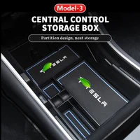 1pcs car central armrest storage box abs flocking center console organizer case container for tesla model 3 2017 2018 2019 2020