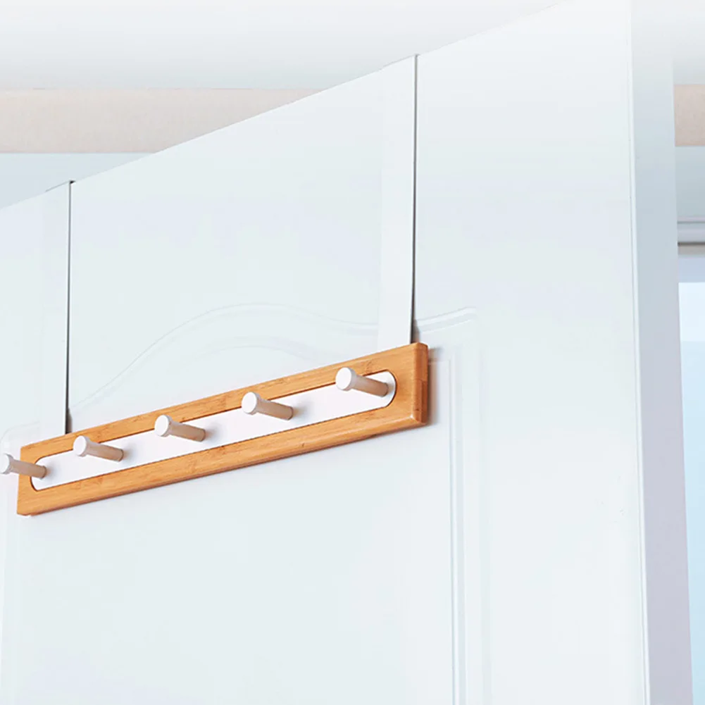 

Door Back Rack Bamboo Aluminum 5 Hooks Multifunction Traceless Hanging Hook RERI889