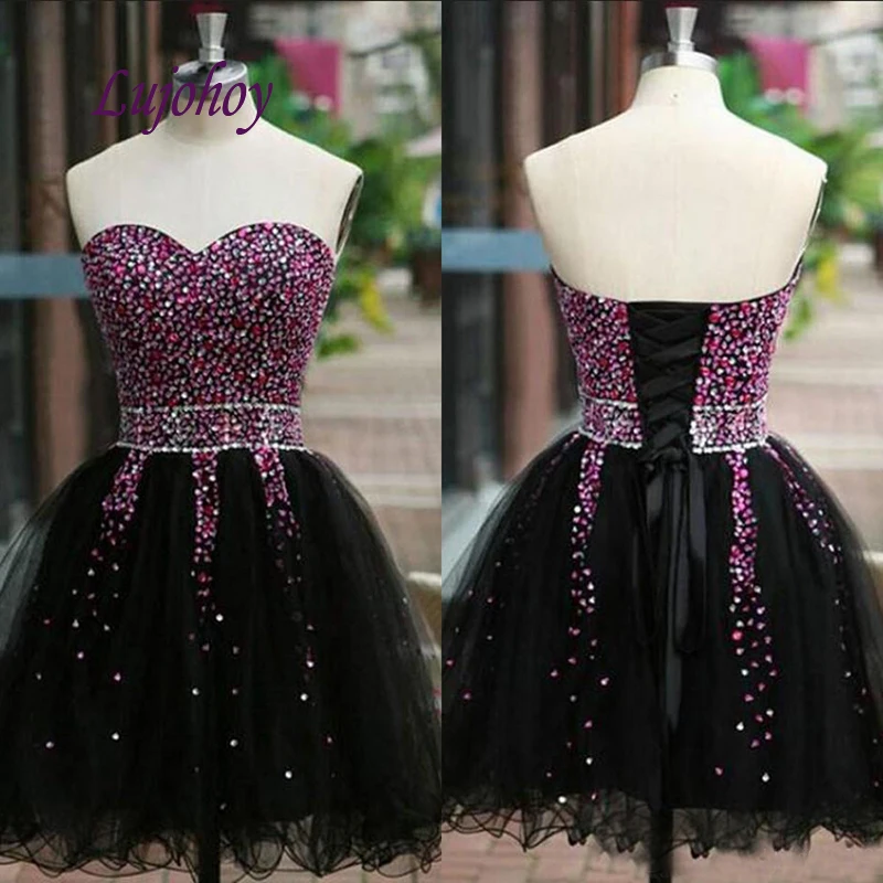 Маленькие черные короткие платья для выпускного вечера девочек женские