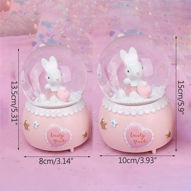 Креативный мультяшный кролик снежный шар хрустальный вращающаяся музыкальная