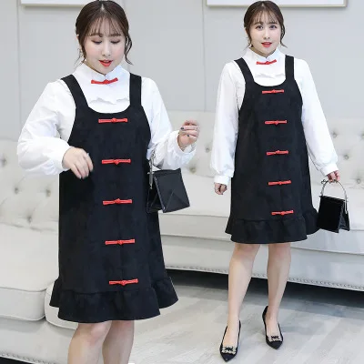 

Kawaii Girl Lolita Dress Two-piece Chinese Style Falbala Stand Collar Vintage Princess Cosplay Costume Female Big Size