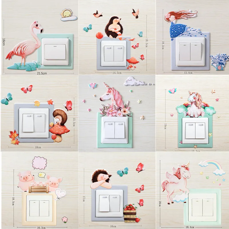 Настенный 3D выключатель света в виде животного фламинго свиньи | Дом и сад