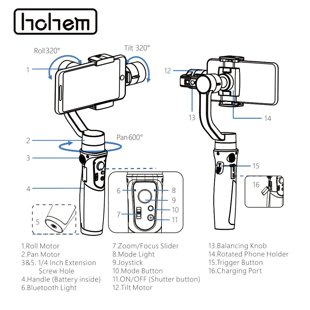 Hohem смартфона Gimbal iSteady Мобильный плюс 3 осевой Ручной Стабилизатор для iPhone 11X8 7 6 и