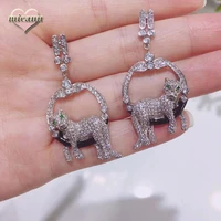 vintage leopard shape aesthetic dangle earrings for women fashion luxury zirconium inlaid needle female jewelry ofertas relampag