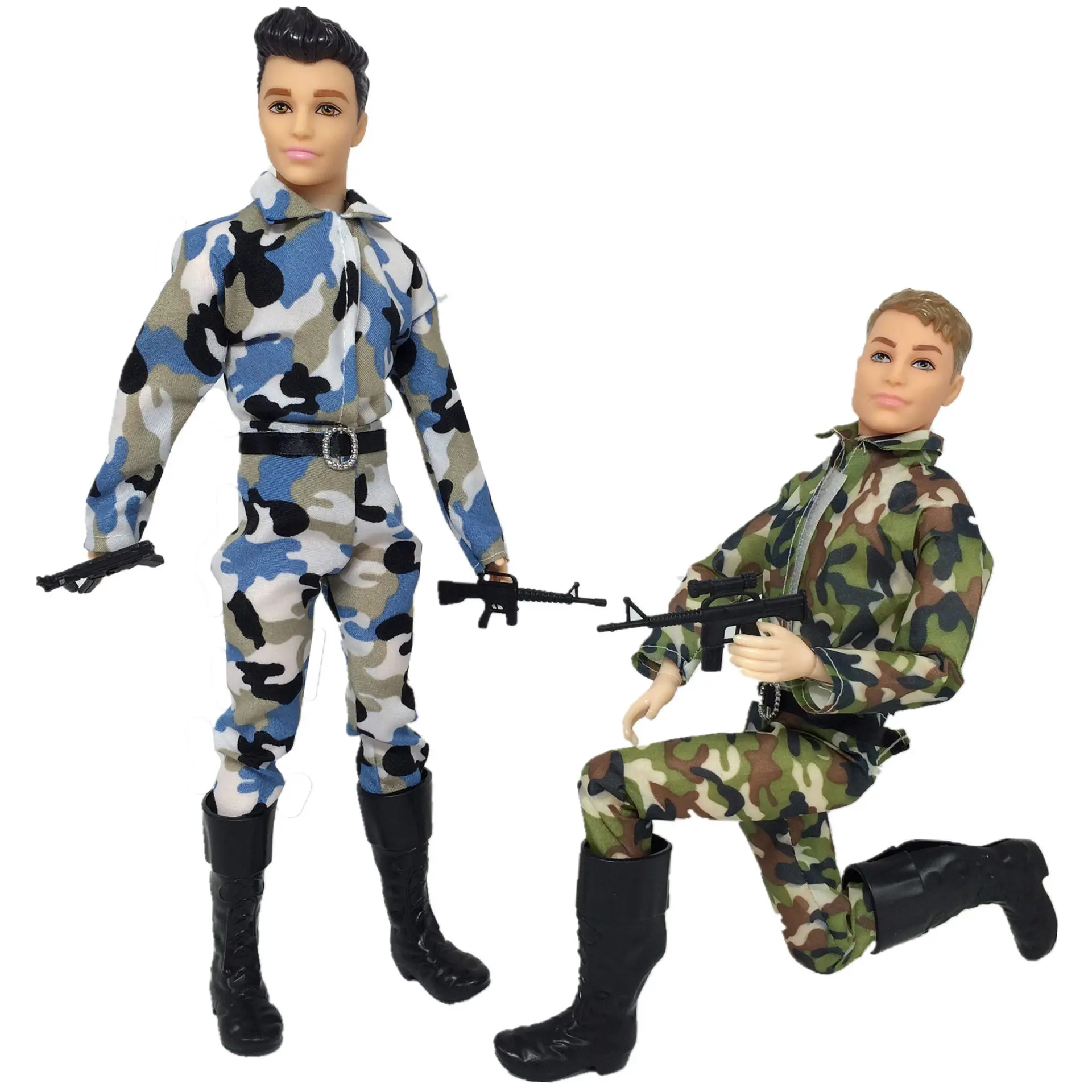 

New 32cm Doll Item Ken Clothes Camouflage Handsome Cosplay Suit Coat Pants Set Outfit Boots Shoes for Barbie Ken Kids Toys