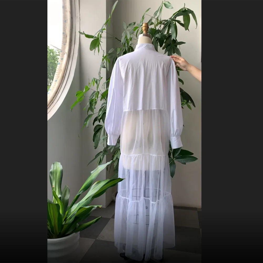 

chic design plus size long dress women spring long sleeve patchwork sheer mesh party night club vestidos african shirt dresses
